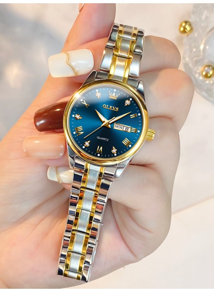 OLEVS Fashion Women's Quartz Watch Stainless Steel Water Resistant Analog Large Easy-to-Read Date Business Ladies Quartz Watch - Image 1