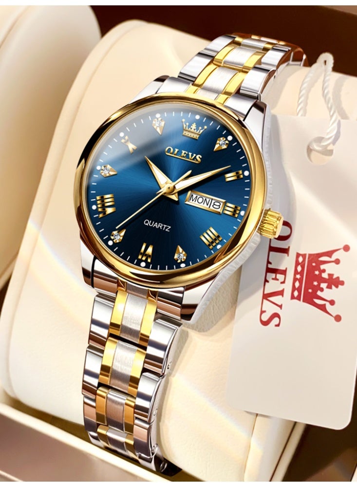 OLEVS Fashion Women's Quartz Watch Stainless Steel Water Resistant Analog Large Easy-to-Read Date Business Ladies Quartz Watch - Image 2