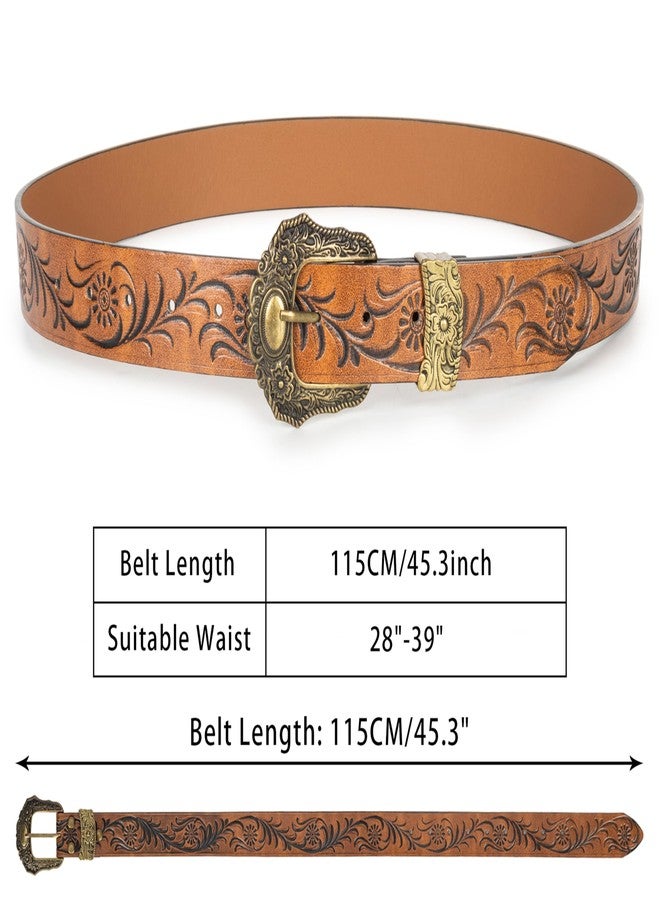 إيوهاك أحزمة إيوهاك الغربية الكلاسيكية للنساء، حزام رعاة البقر بنقوش زهرية محفورة، مناسب للجينز والسراويل والفساتين - Image 3