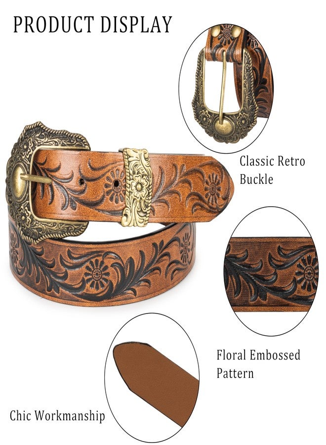 إيوهاك أحزمة إيوهاك الغربية الكلاسيكية للنساء، حزام رعاة البقر بنقوش زهرية محفورة، مناسب للجينز والسراويل والفساتين - Image 5