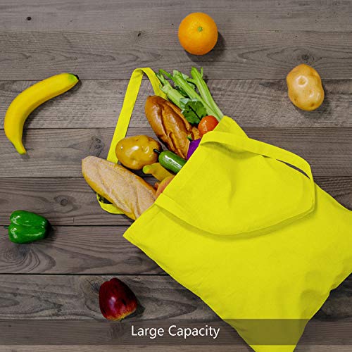 TOPDesign 12-Pack Economical 16"x15" Yellow Cotton Tote Bag, Lightweight Medium Reusable Grocery Shopping Cloth Bags, Suitable for DIY, Advertising, Promotion, Gift, Activity - Image 4