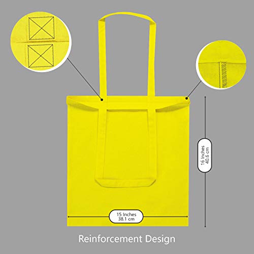 TOPDesign 12-Pack Economical 16"x15" Yellow Cotton Tote Bag, Lightweight Medium Reusable Grocery Shopping Cloth Bags, Suitable for DIY, Advertising, Promotion, Gift, Activity - Image 5