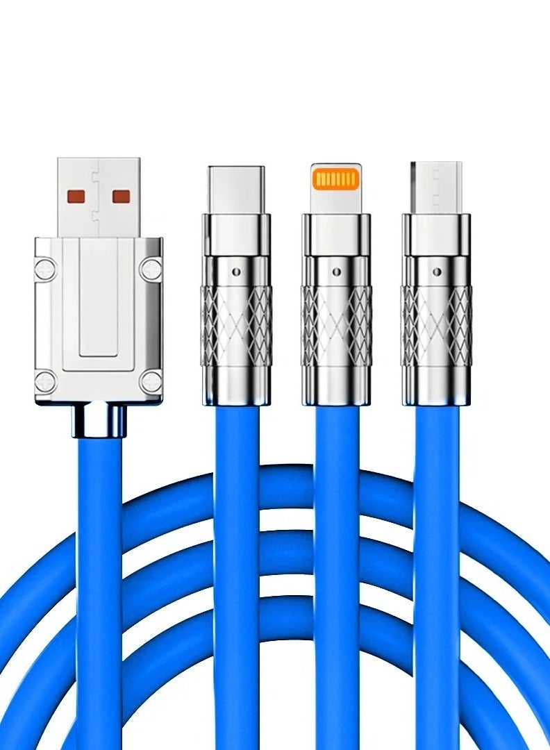 3 in 1 Charging Cable Supports Fast Charging and Data Transfer from (USB) to (Type-C, Micro, iPhone) - Orange - Image 1