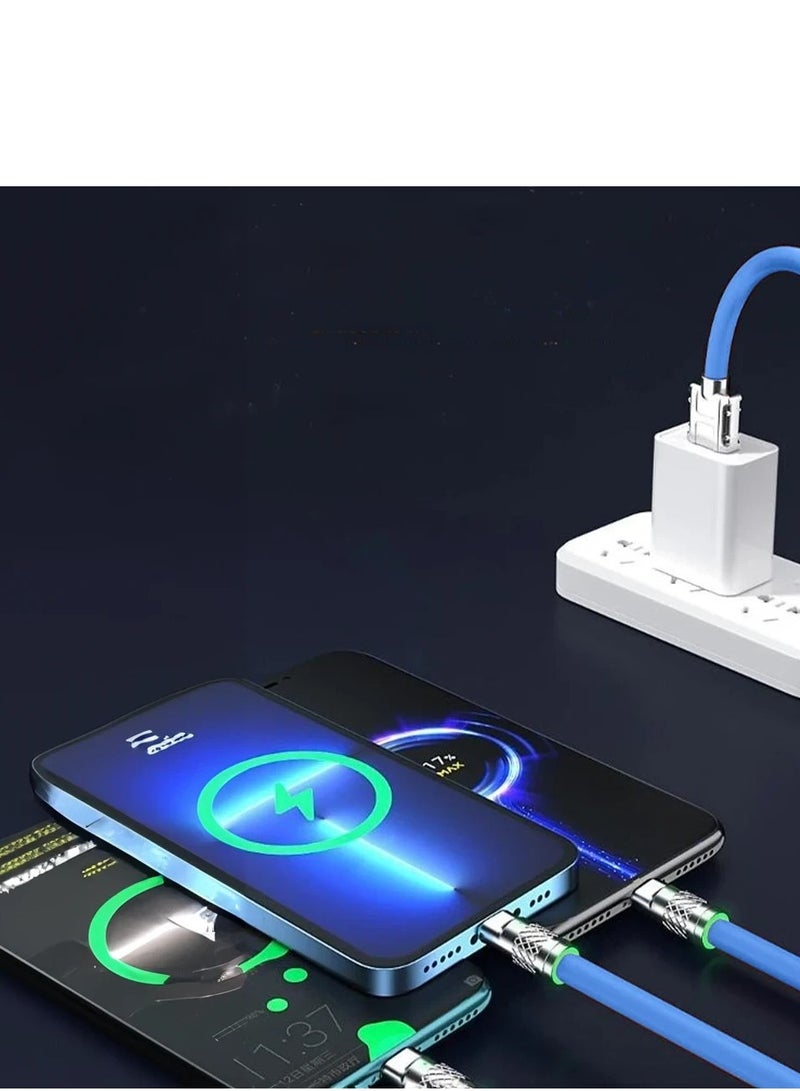 3 in 1 Charging Cable Supports Fast Charging and Data Transfer from (USB) to (Type-C, Micro, iPhone) - Orange - Image 4