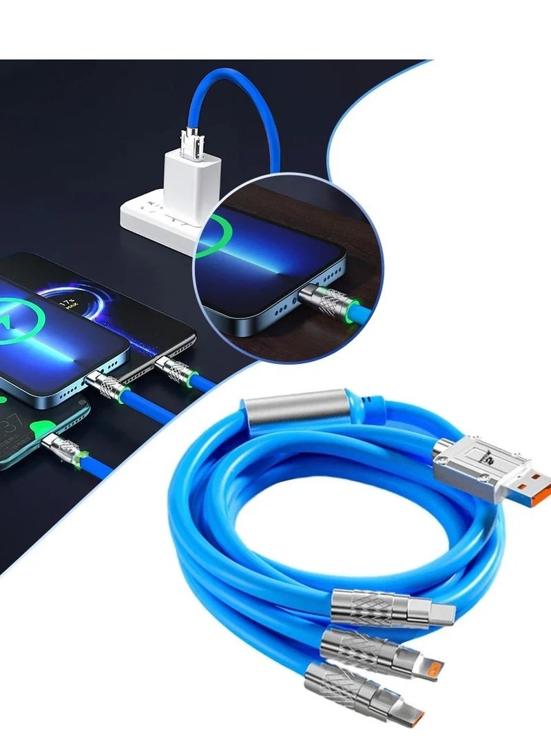 3 in 1 Charging Cable Supports Fast Charging and Data Transfer from (USB) to (Type-C, Micro, iPhone) - Orange - Image 5