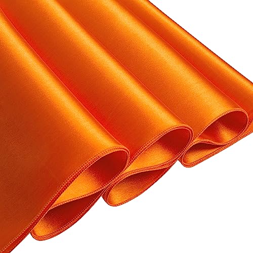 Counfeisly 1 Pack Satin Table Cover Rectangle Silkly Soft Table Cloth, Satin Dining Table Cloths for Wedding Banquet Table Decoration, Dining Room, Indoor and Outdoor Use, 60 x 84 Inches, Orange - Image 2
