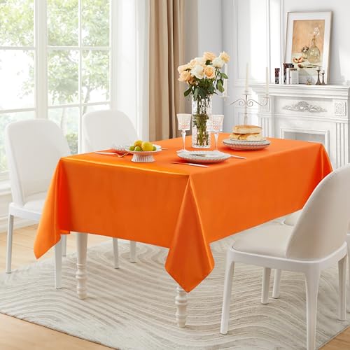 Counfeisly 1 Pack Satin Table Cover Rectangle Silkly Soft Table Cloth, Satin Dining Table Cloths for Wedding Banquet Table Decoration, Dining Room, Indoor and Outdoor Use, 60 x 84 Inches, Orange - Image 5