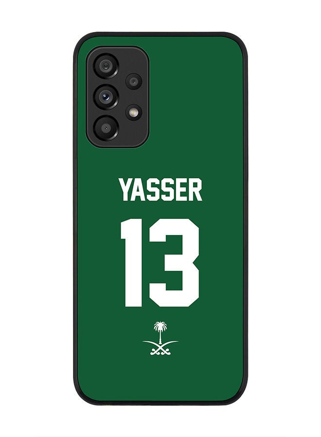 Stylizedd Rugged Black edge case for Samsung Galaxy A33 5G Slim fit Soft Case Flexible Rubber Edges Anti Drop TPU Gel Thin Cover - Football Team - Saudi Arabia Player Name - Yasser - Image 1