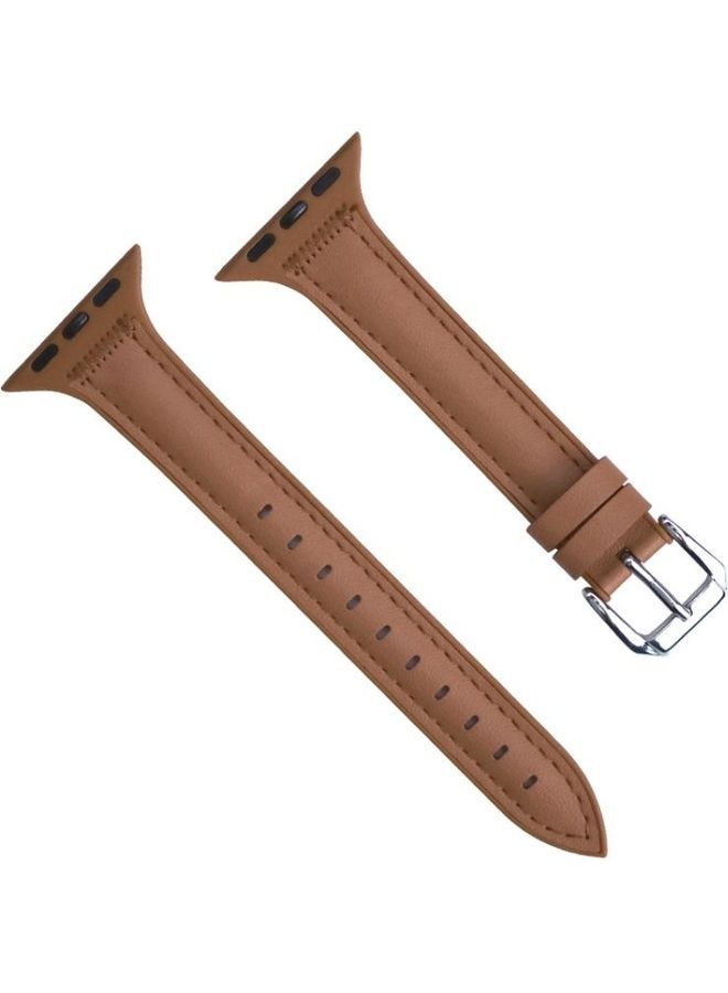 NIBEMINENT Replacement Watchband For Apple Watch Series 7 45mm/6 & SE 5 4 44mm/3 2 1 42mm Brown - Image 1