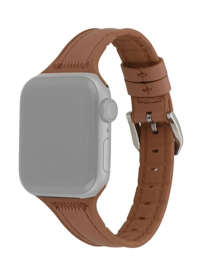NIBEMINENT Replacement Watchband For Apple Watch Series 7 45mm/6 & SE 5 4 44mm/3 2 1 42mm Brown - Image 3