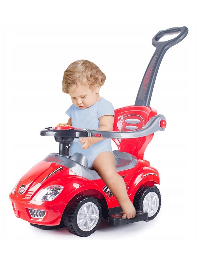 Fitness World 3 in 1 Ride On Car Toy for Kids with Barrier and Backrest, Adjustable  - Image 1