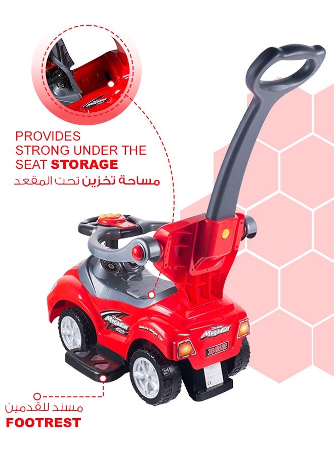 Fitness World 3 in 1 Ride On Car Toy for Kids with Barrier and Backrest, Adjustable  - Image 2