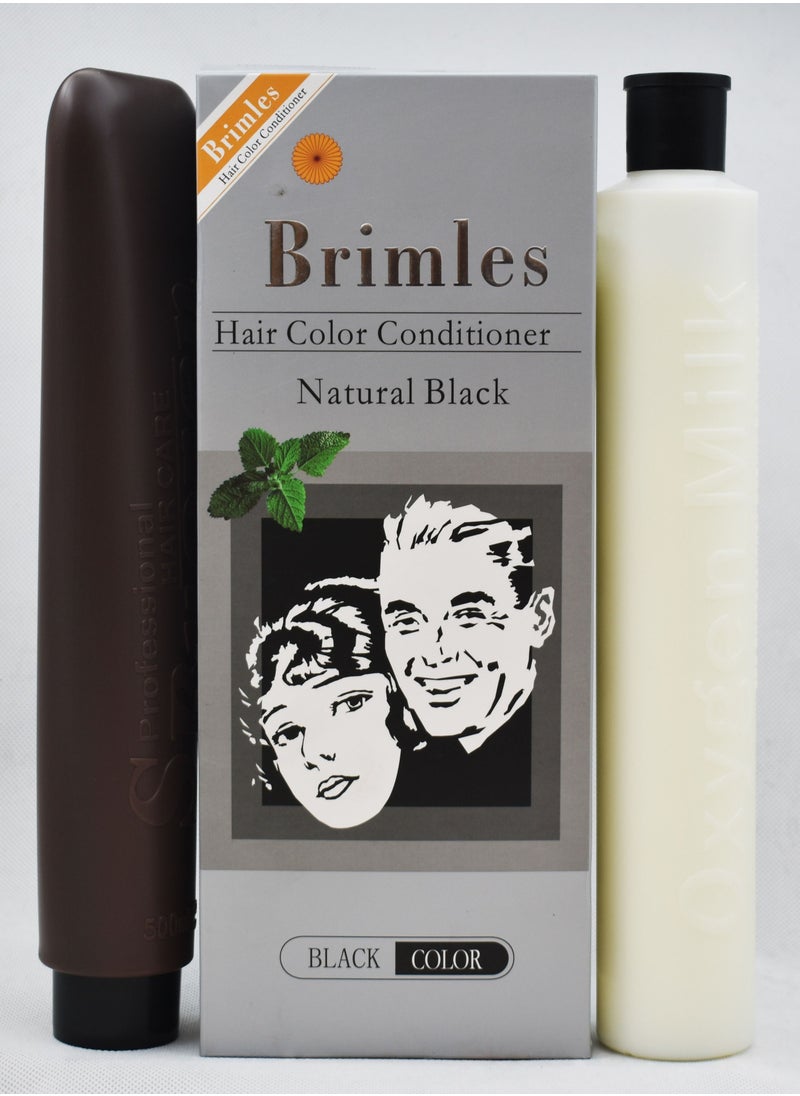 Generic ORGANIC COSMETIC Brimles Hair Color Conditioner Natural Black 2x500ml Organic Black Hair Color for Men and Women Black Hair Color dye  - Image 2