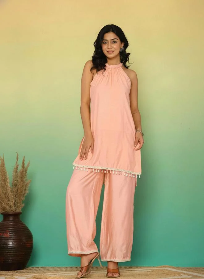 Kasya  Women Longline Halter Neck Tunic and Pants Co-Ords for Women | Best Price UAE