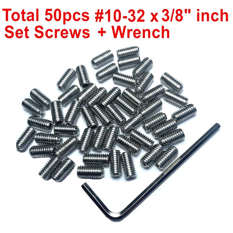 ZDingTech 50pcs Set Screws 10-32 x 3/8 inch 304 Stainless Steel Allen Head Hex Hexagon Socket Set Screws with 3/32 Allen Wrench,Set Grub Screws Hex Allen Head Socket Set Screws.(3/8" Length) - Image 2