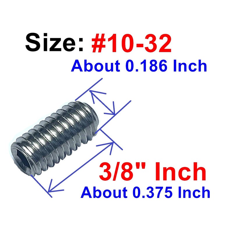 ZDingTech 50pcs Set Screws 10-32 x 3/8 inch 304 Stainless Steel Allen Head Hex Hexagon Socket Set Screws with 3/32 Allen Wrench,Set Grub Screws Hex Allen Head Socket Set Screws.(3/8" Length) - Image 3