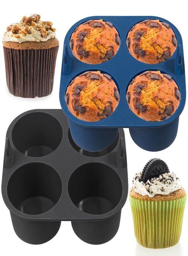 Webake 2PCS Jumbo Silicone Air Fryer Muffin Pan for Baking, 4-Cavity Egg Bites Silicone Mold, Nonstick BPA Free Muffin Tins Baking Cups - Image 1