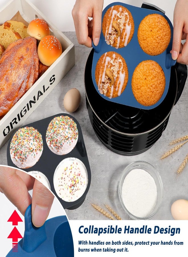 Webake 2PCS Jumbo Silicone Air Fryer Muffin Pan for Baking, 4-Cavity Egg Bites Silicone Mold, Nonstick BPA Free Muffin Tins Baking Cups - Image 2