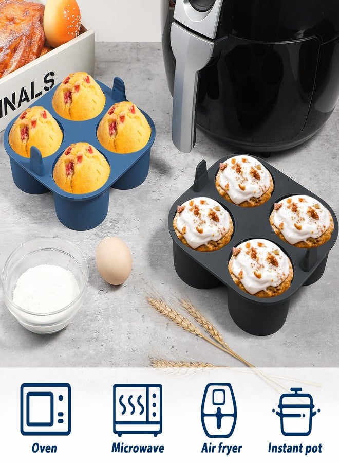 Webake 2PCS Jumbo Silicone Air Fryer Muffin Pan for Baking, 4-Cavity Egg Bites Silicone Mold, Nonstick BPA Free Muffin Tins Baking Cups - Image 4