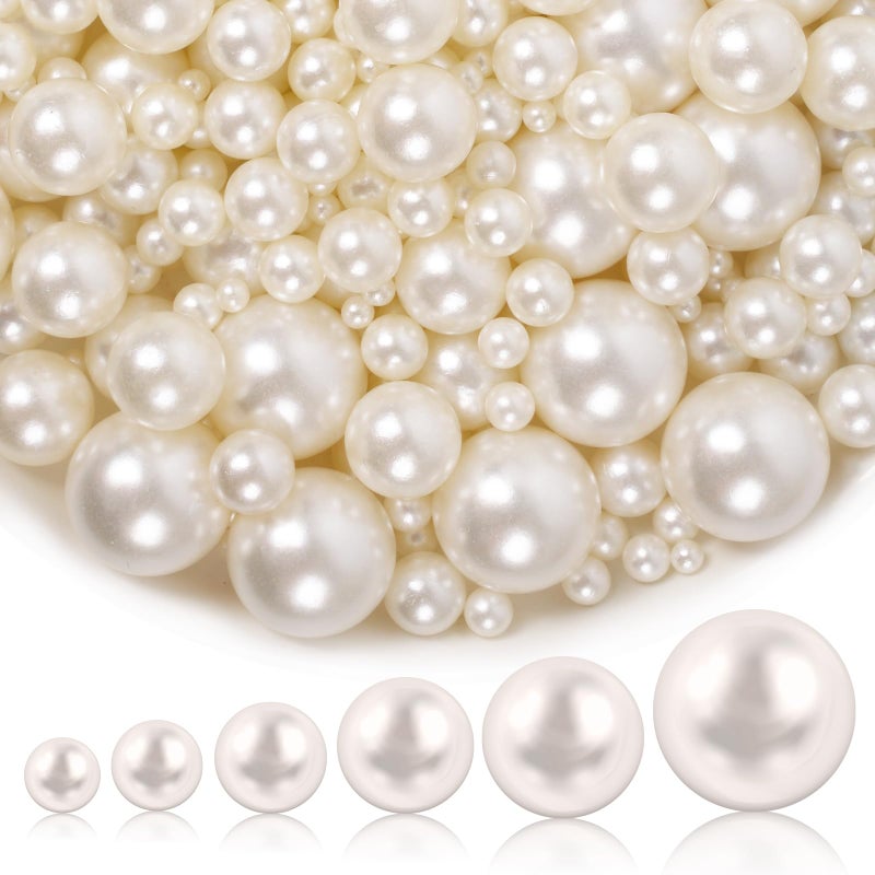 Goensjt 1300PCS Pearls for Vase Filler,Ivory Pearl Beads with No Hole,Vase Filler Fake Pearls, Artificial Plastic Pearl Beads for Table Scatters, Wedding Party,Decoration - Image 1