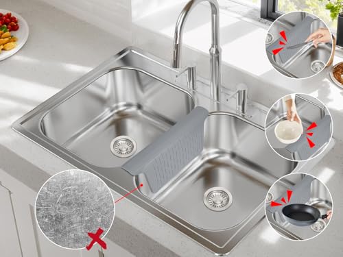VELOVYO Sink Saddle, Divider Mat, Kitchen Sink Mat, Silicone Protector, No Smell, Never Stain, Ultra Soft, 12.83'' x 11.1'' - Image 2