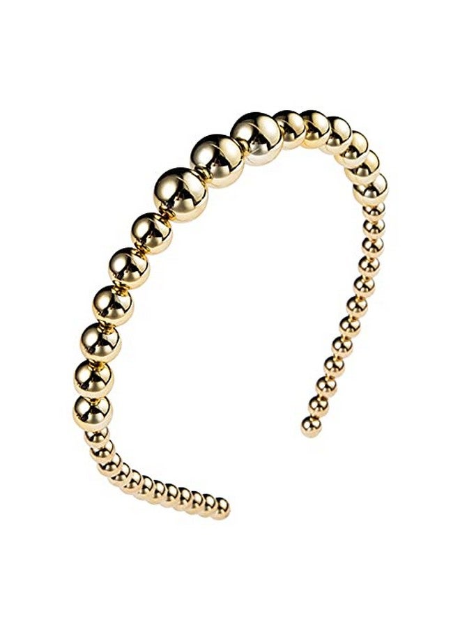 El Regalo Pearl Beads Decoration Hair Band Plastic Headband for Kids, Girls and Women (Metallic Golden Pearls Hairband) - Image 1