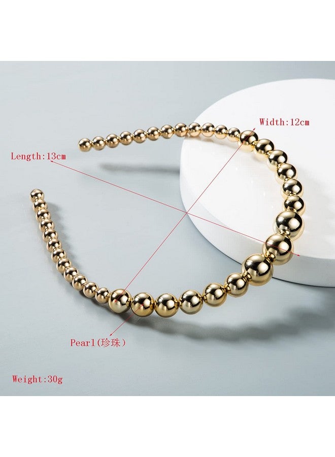 El Regalo Pearl Beads Decoration Hair Band Plastic Headband for Kids, Girls and Women (Metallic Golden Pearls Hairband) - Image 2