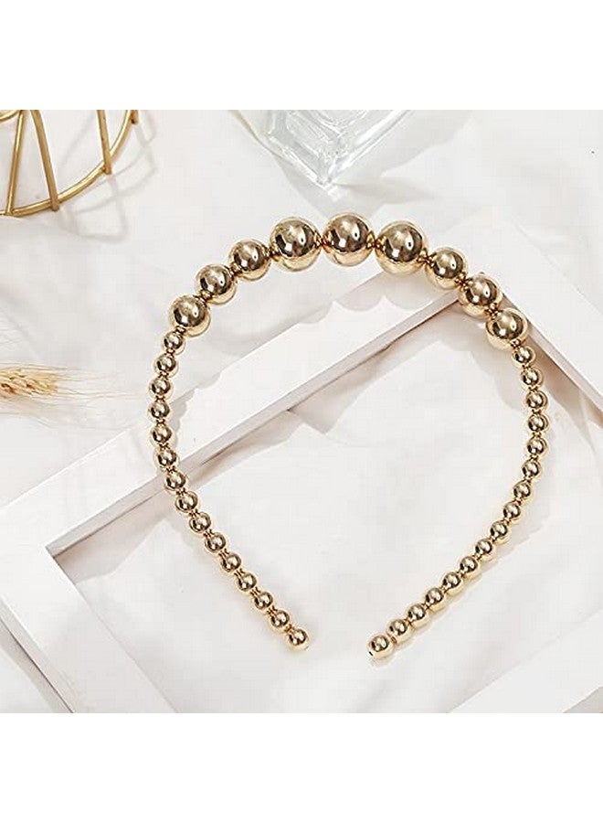 El Regalo Pearl Beads Decoration Hair Band Plastic Headband for Kids, Girls and Women (Metallic Golden Pearls Hairband) - Image 3