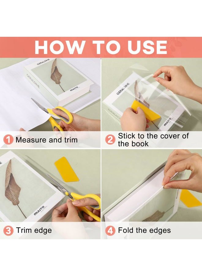 ZENOWICK 4 Rolls Clear Contact Paper, Plastic Book Covers 13.5 in x 5 ft, Contact Paper Peel and Stick, Clear Self Adhesive Protective Liner Papers Protector for Crafts Paperback Textbook Hard Covers Documents - Image 2