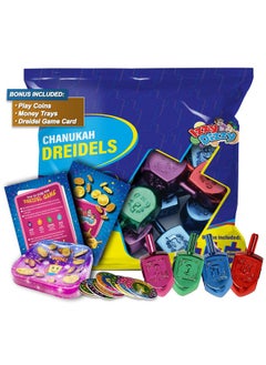Izzy 'n' Dizzy Hanukkah Dreidels Multi Color Metallic Dreidel 10 Pack Medium  - Image 1
