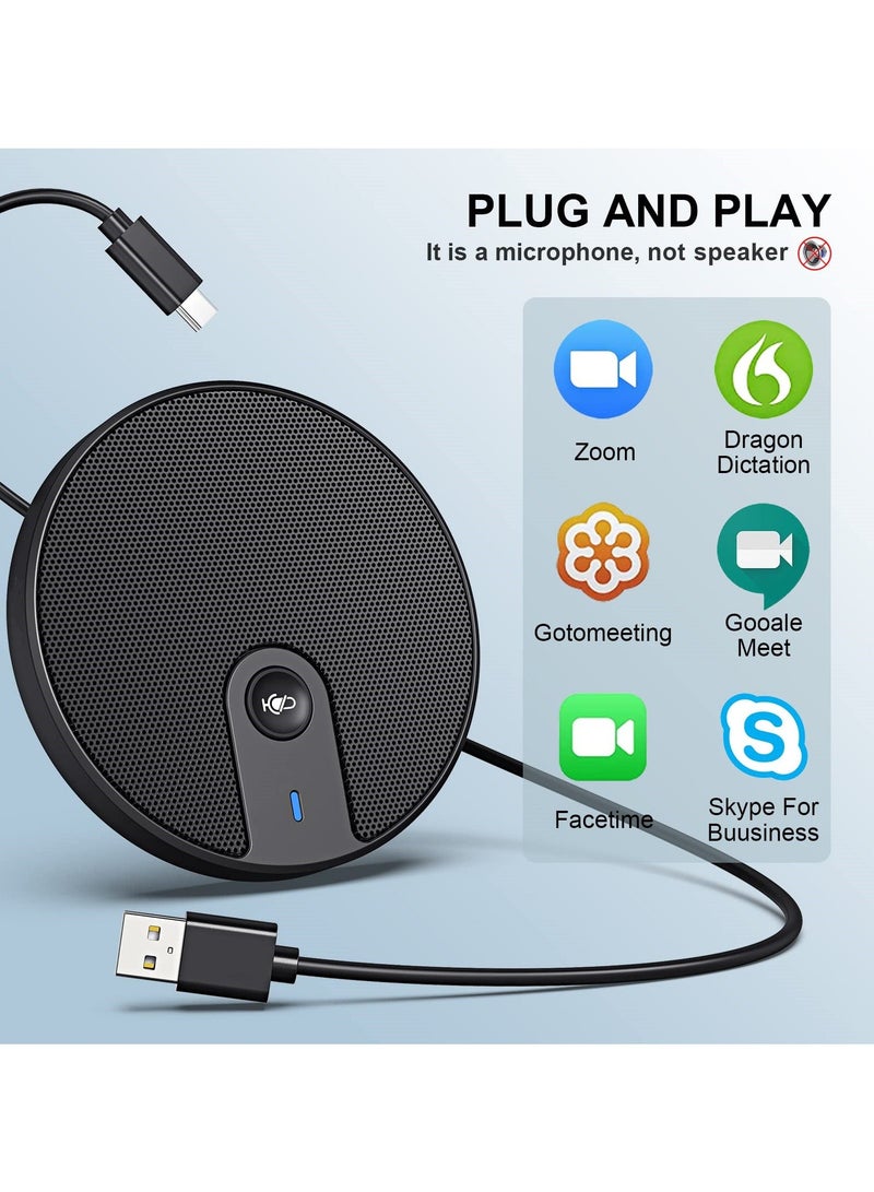 SYOSI Conference Microphone, 360° Omnidirectional Condenser Microphone for Video Conference, Zoom Meeting, Skype Chatting, Plug & Play with 3.5mm Aux Jack, USB and Mute Button - Image 3
