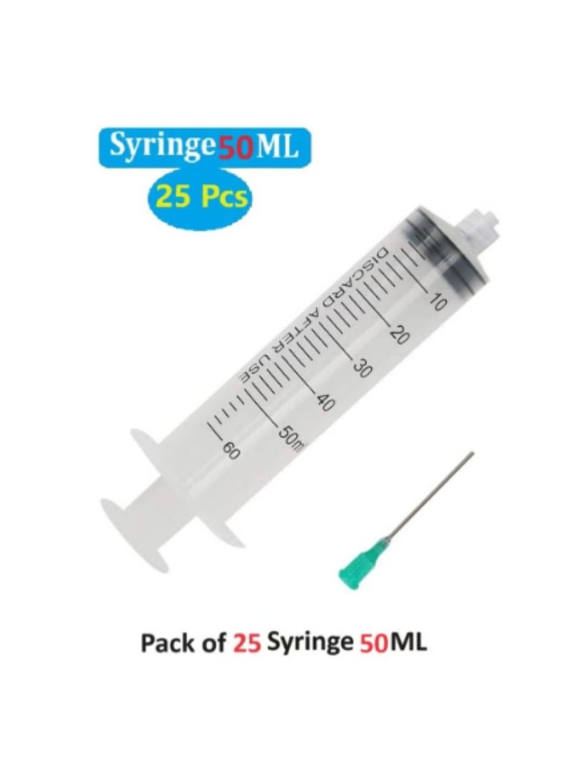 حقنة طبية disposable سعة 50 مل مع إبرة (علبة من 25 قطعة)