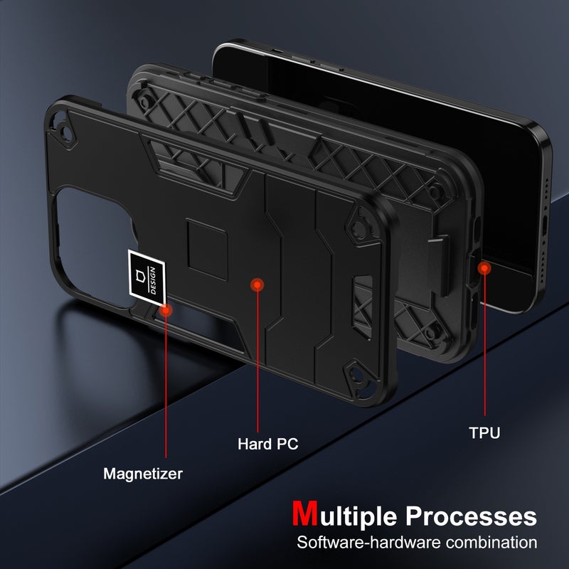 HuHa Case Cover For Tecno Pova 4 2 in 1 Shockproof Phone Case(Black) - Image 5