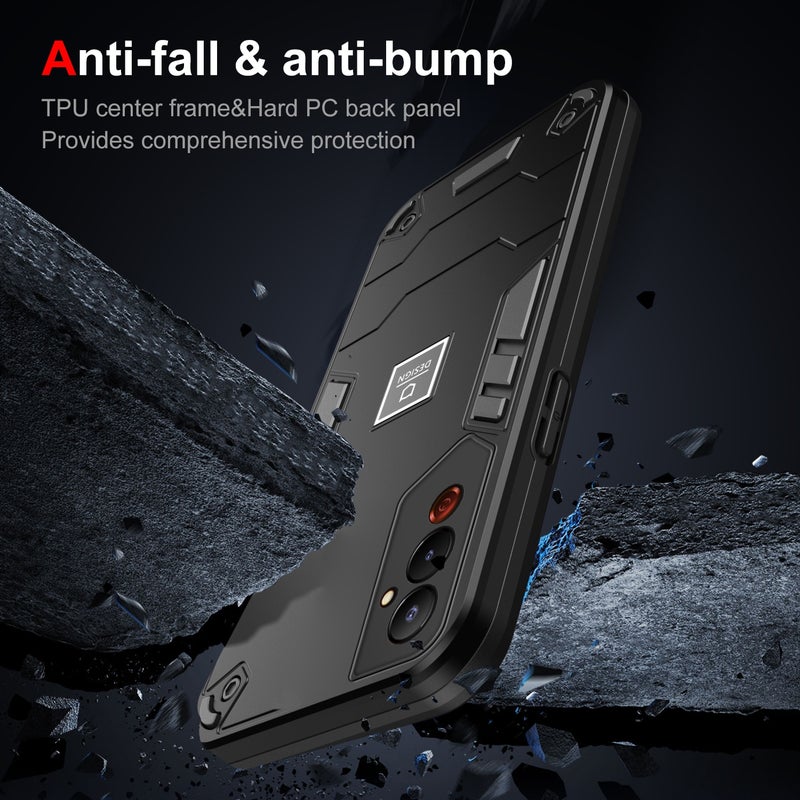 HuHa Case Cover For Tecno Pova 4 2 in 1 Shockproof Phone Case(Black) - Image 3