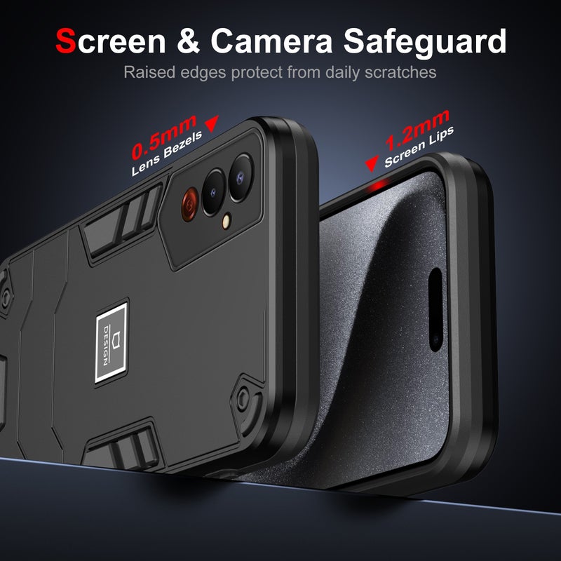HuHa Case Cover For Tecno Pova 4 2 in 1 Shockproof Phone Case(Black) - Image 2