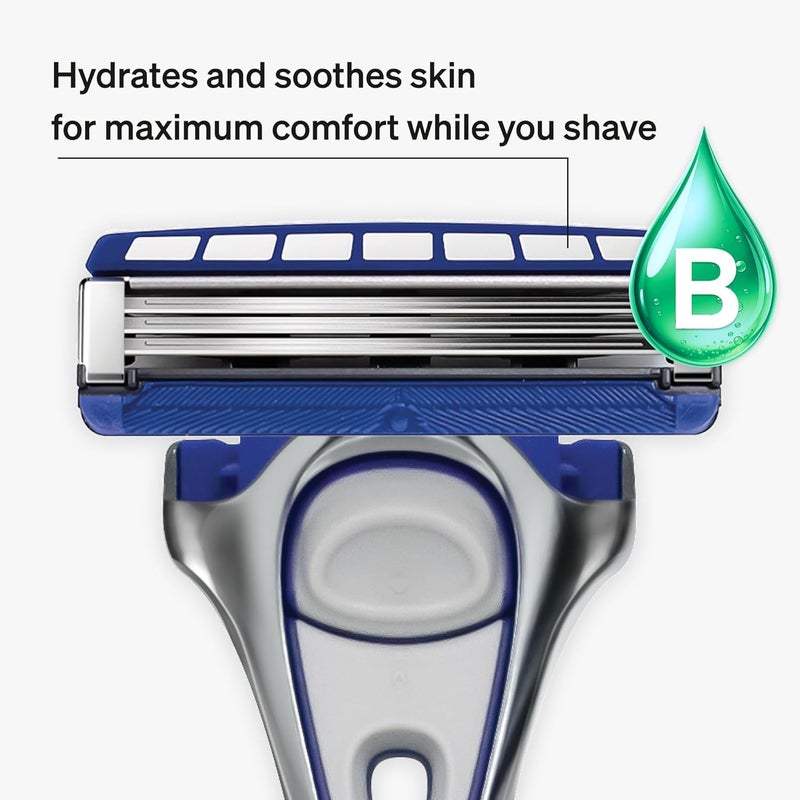 schick شيفك هايدرو 3 شفرات ثلاثية لتعبئة ماكينة الحلاقة - 4 قطع مع خزان جل مرطب وحراس للبشرة - Image 5