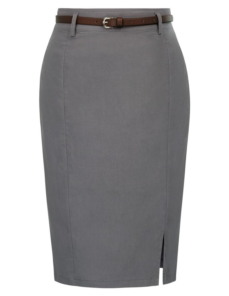 Kate Kasin Women Slim Hip-Wrapped Skirt Stretch Professional Office Pencil Skirts Dark Grey M - Image 1