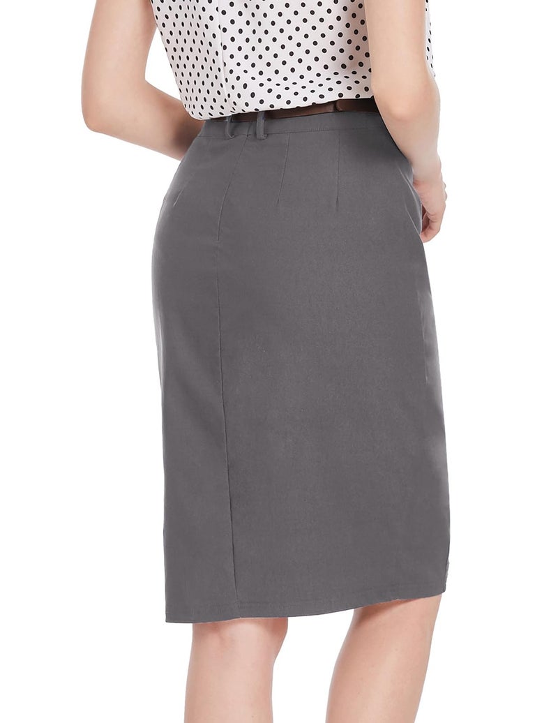 Kate Kasin Women Slim Hip-Wrapped Skirt Stretch Professional Office Pencil Skirts Dark Grey M - Image 4