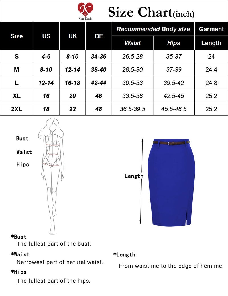 Kate Kasin Women Slim Hip-Wrapped Skirt Stretch Professional Office Pencil Skirts Dark Grey M - Image 5