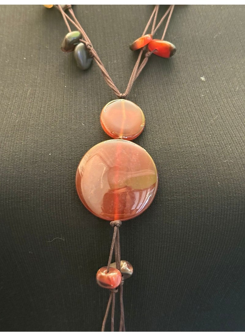 Gönülden Tasarım Heart Design Natural Stone Beaded Colorful Glass Stone Women's Necklace Length 25 cm  - Image 2