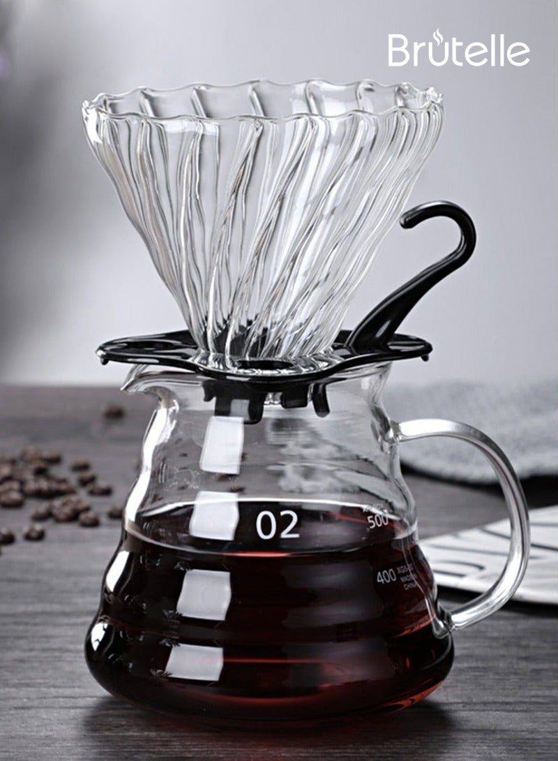 بريتيل صب أكثر من القهوة المنقط 600 مل صانع القهوة الزجاجي مع كوب فلتر والورق اليد بالتنقيط القهوة بروير المحمولة اليدوية القهوة بالتنقيط غلاية للسفر التخييم مكتب المنزل - Image 1