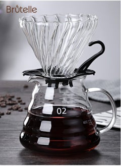 Brutelle Pour Over Coffee Dripper 600ML Glass Coffee Maker with Filter Cup and Paper Hand Drip Coffee Brewer Portable Handmade Coffee Drip Kettle for Travel Camping Office Home  - Image 1