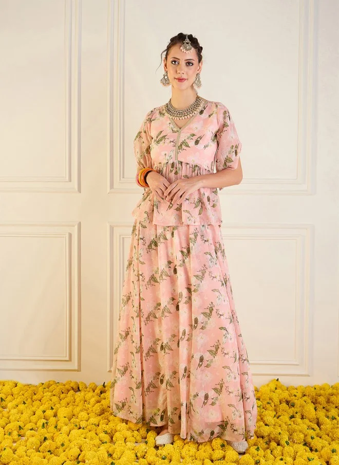 ساسافراس Floral Printed Top And Skirt Co-Ords For Women