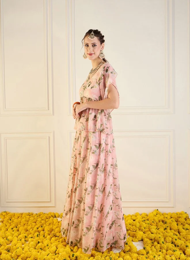 ساسافراس Floral Printed Top And Skirt Co-Ords For Women