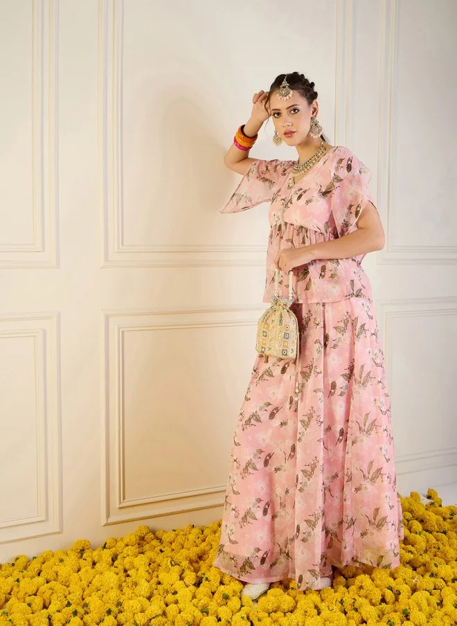 ساسافراس Floral Printed Top And Skirt Co-Ords For Women