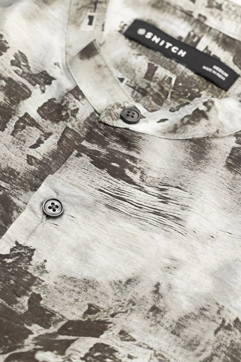 SNITCH Dark Brown Slim Fit Abstract Shirt