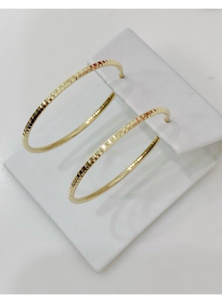 ُTablouhaty Modern Gold-Tone Hoop Earrings – Elegant Slim Diamond-Cut Textured Hoops for Women - Image 1