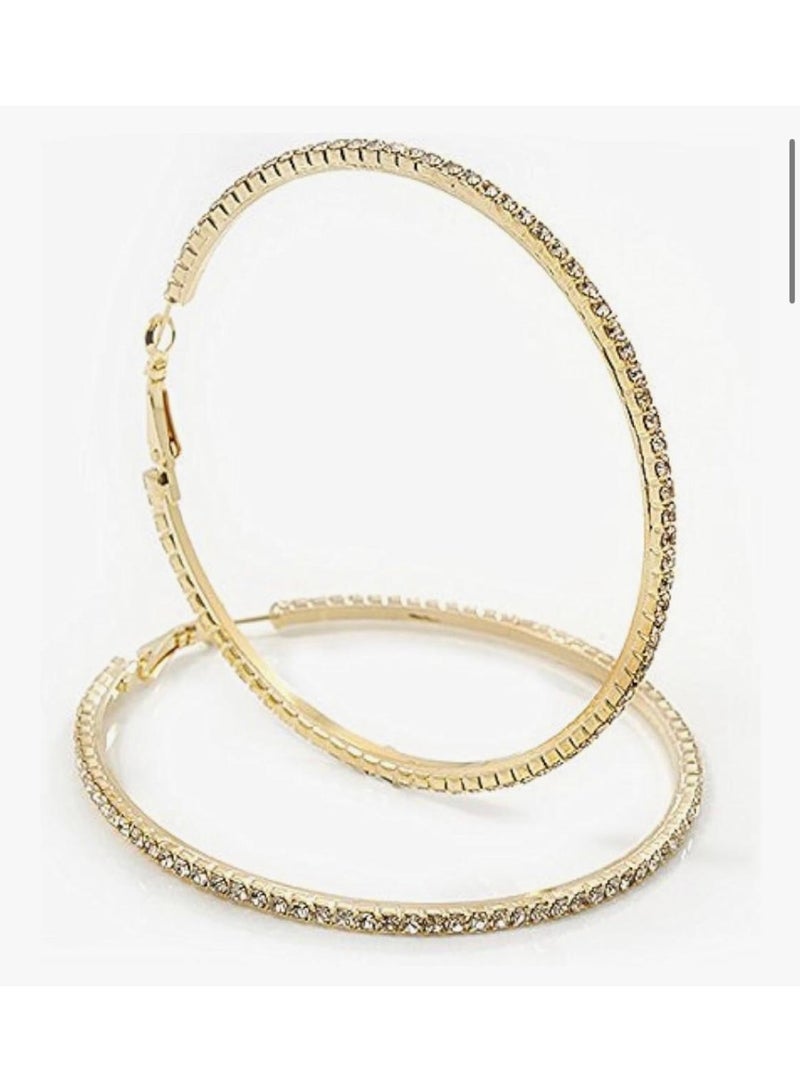 ُTablouhaty Modern Gold-Tone Hoop Earrings – Elegant Slim Diamond-Cut Textured Hoops for Women - Image 2