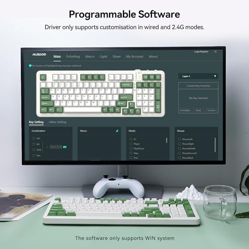 AUSDOM 98Pro Wireless Mechanical Keyboard, Tri-Mode BT/2.4GHz/USB-C Hot Swappable Custom Gaming Keyboard with Backlit, Gasket Structure, Linear Switches for Windows/Mac/PC (Clicky Sound) - Image 5