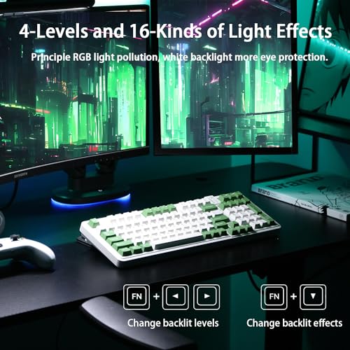 AUSDOM 98Pro Wireless Mechanical Keyboard, Tri-Mode BT/2.4GHz/USB-C Hot Swappable Custom Gaming Keyboard with Backlit, Gasket Structure, Linear Switches for Windows/Mac/PC (Clicky Sound) - Image 4